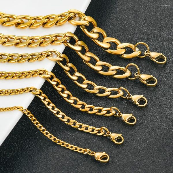 Catene in acciaio inossidabile placcato oro con superficie Figaro Collana per uomo e donna, collana di gioielli classici di moda