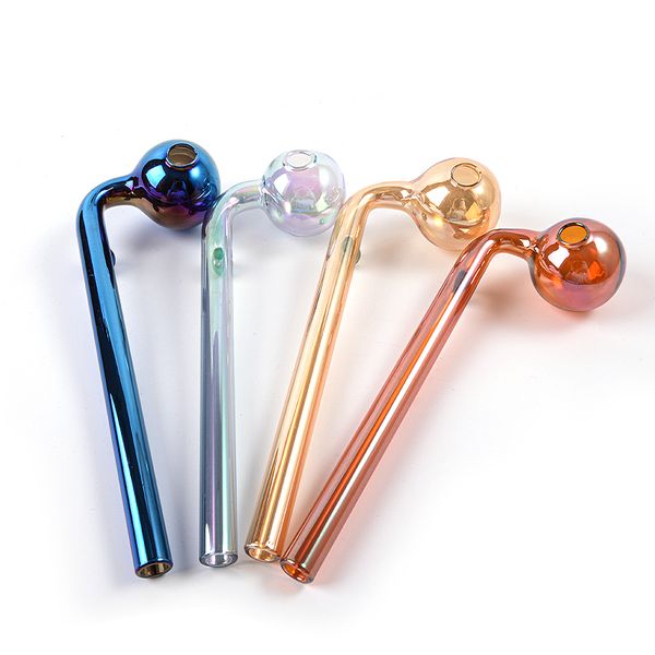 Tubi per bruciatori a olio in vetro nano placcatura Tubi per fumatori Pyrex portatili a mano arcobaleno Dab Rigs Cannucce Tubo Pyrex Accessori per bong ad acqua SW133