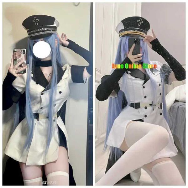 Cosplay Anime Costumes Akame Game Killing Role Playing Esseath Empire Role Playing e Blue Wig Hat Halloween Party Cos para meninas femininasC24321