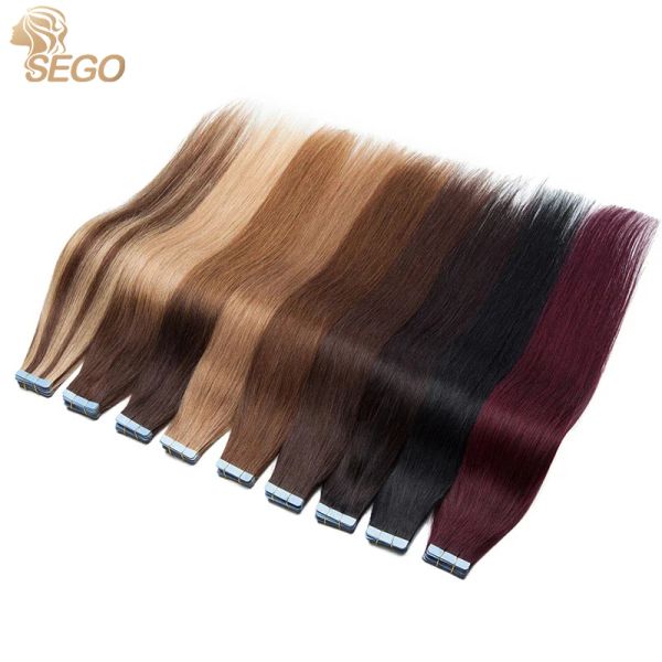 Лента для наращивания SEGO, 1,5 г/шт., лента для наращивания человеческих волос, NonRemy, 14 дюймов, 24 дюйма, лента с прямым утком кожи, натуральный клей для волос, невидимый, 20 шт./компл.