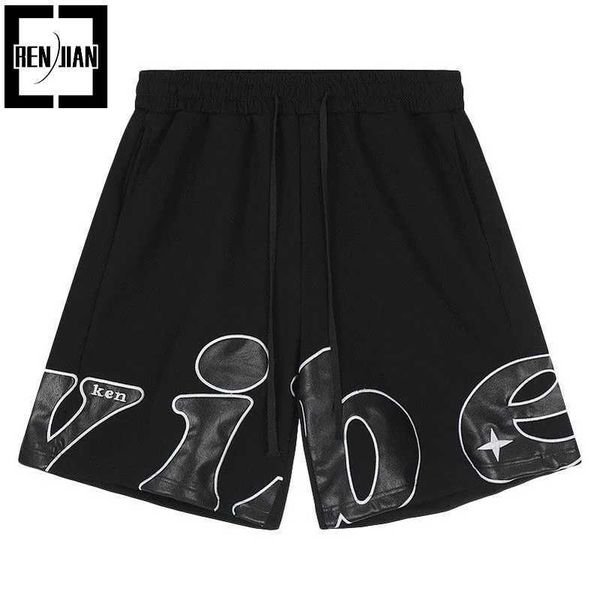 Herrenshorts Übergroße Hip-Hop-Shorts für Herren für Jogger, locker sitzende Shorts im Atmosphärenstil, Y2K-Shorts mit elastischem Bund, J240322