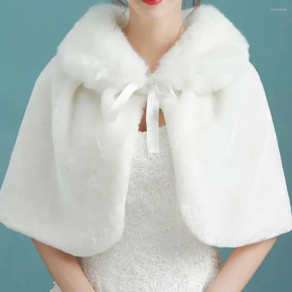 Lenços com fita de renda acessórios de casamento jaquetas elegantes capa macia xale de pelúcia envoltório de inverno nupcial