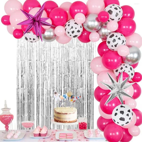 Decoração de festa Cheereveal Espaço Cowgirl Bachelorette Decorações Balão Garland Kit Cortinas de Prata para Meninas Suprimentos