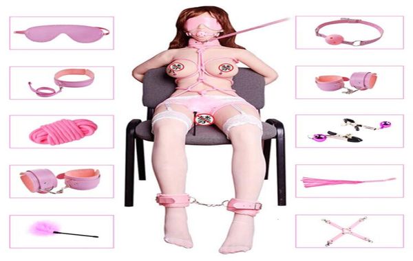 710 PCSset Sex Produkte Erotische Spielzeuge für Erwachsene BDSM Sex Bondage Set Hand s Nippelklemmen Gag Peitsche Seil Sex Spielzeug für Paare Y1918105447