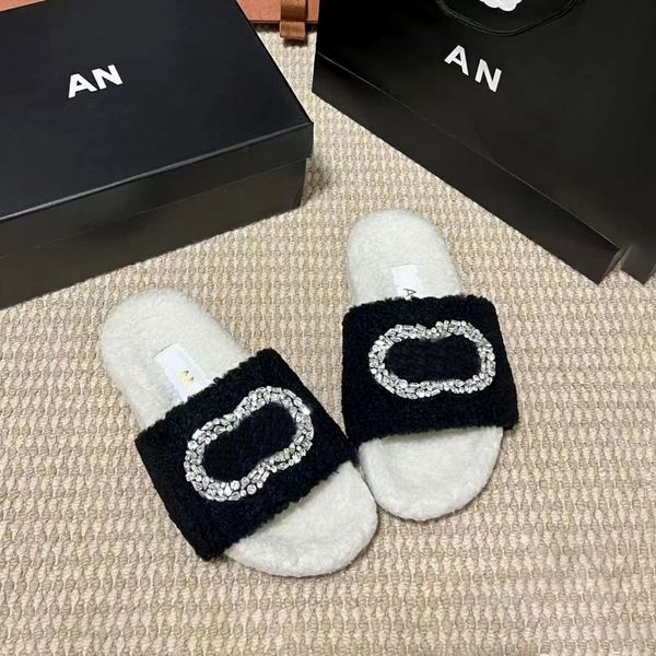 Neuer Stil Teddybär Furry Slipper lässig Schuhe Männer Luxuskanal Designer Slide Mules Schöne Innen im Freien Flache Frauen Fell Sandale Lafer Winter warmes Sandale Geschenk