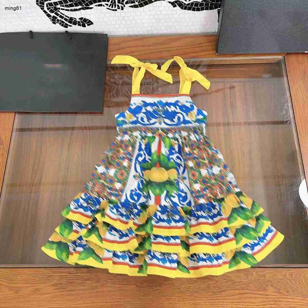 Marca designer crianças roupas meninas vestidos de camisola do bebê multi camadas bolo saia vestido de princesa tamanho 90-150 cm criança vestido 24mar