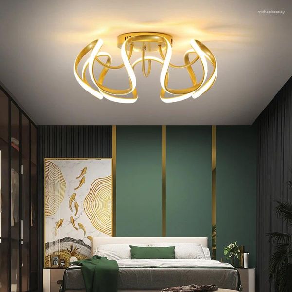 Lampadari Grande Lampadario a soffitto a LED Bianco/Nero/Oro Per Soggiorno Camera da letto Sala studio Apparecchi di illuminazione per interni dal design creativo AC90-260V