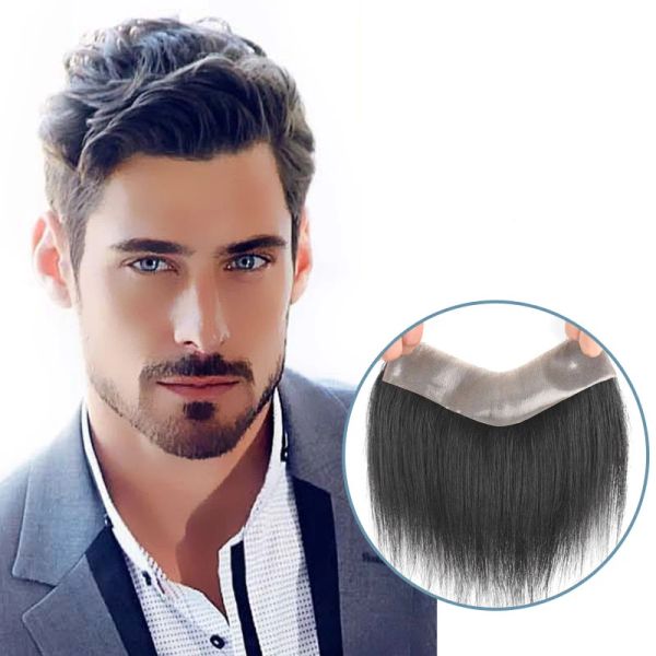 Peça Latang Men's Overhead Wig Short Natural Black Hair Hels Peru adequado para homens com perda de cabelo e cabelos brancos