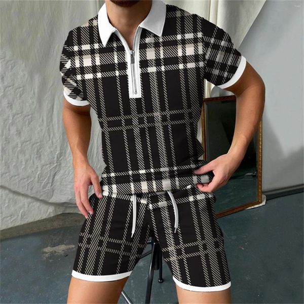 Tracksuits masculinos verão 3d digital impresso camisa de manga curta e shorts casuais esportes terno vestido calças juventude smoking para homens