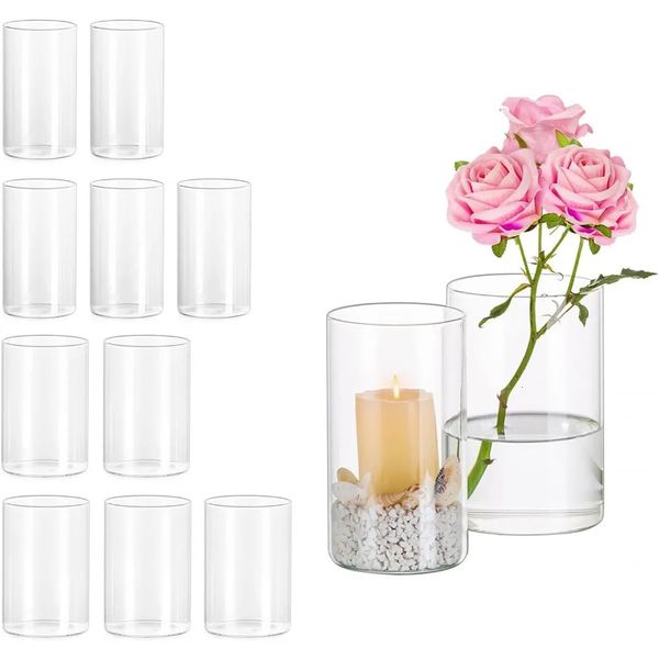 Decoração de mesa de casamento para casa 59in vaso redondo alto transparente para peças centrais vasos de decoração de eventos de aniversário 240318