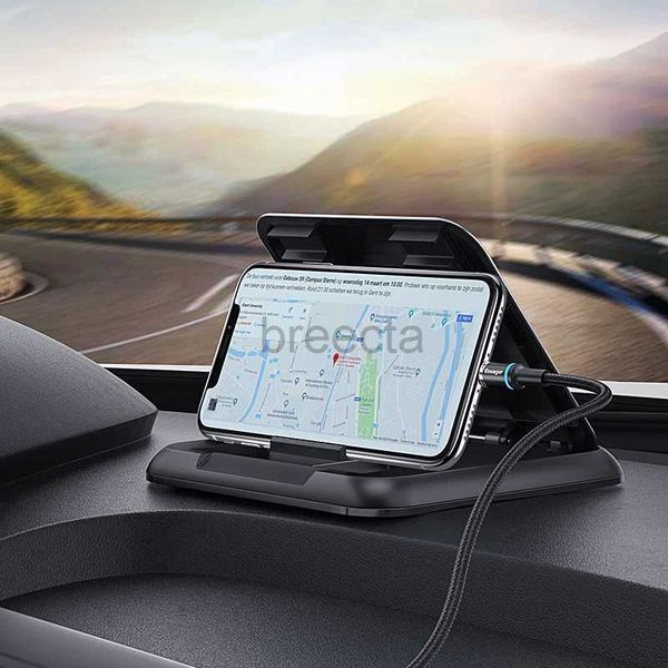 Suportes de montagem de telefone celular Universal Car Phone Holder Dashboard 3 a 7 polegadas Clipe de telefone móvel Suporte de montagem de fibra de carbono Suporte de telefone celular de carro 240322