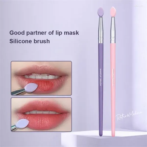Make-up-Pinsel, 1 Stück, tragbarer Lipgloss-Applikator, multifunktionaler Pinsel mit Staubkappe, Silikon-Lidschatten-Kosmetikwerkzeuge