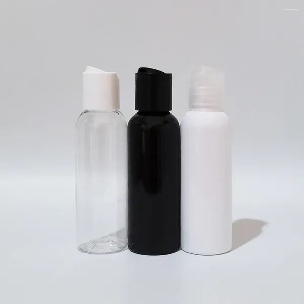 Depolama Şişeleri R24/410 100ml Beyaz Kozmetik Ambalaj Seyahat Plastik Şişe Boş Losyon Disk Üst Şampuan Duş Duş Jel Alt Bottling