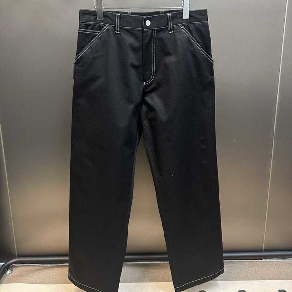 Designer PU Pujia Correct High Version 24SS Nuovo triangolo Logo Pantaloni da lavoro casual Triangolo in metallo Logo Coppia stile 57E2