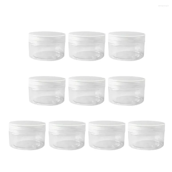 Bottiglie di stoccaggio 10 pz 100 ml Custodie in plastica Vuote Trasparenti a bocca larga Barattoli di biscotti per caramelle Contenitori per crema con coperchio trasparente