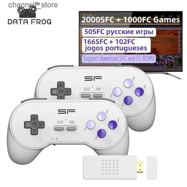 Controller di gioco Joystick DATA FROG Console retrò Dendy a 16 bit per SNES Game Stick Console per videogiochi wireless 4k Integrata con oltre 3000 giochi per TV SFC GameY240322