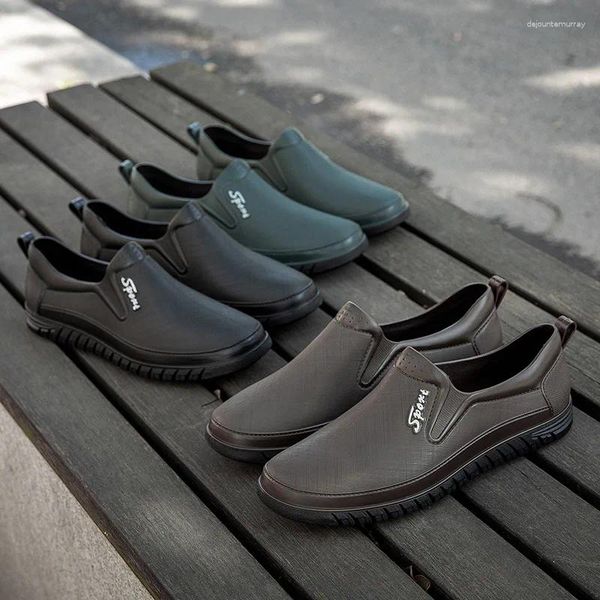 Sapatos de vestido homens direto baixo-top chuva moda desgaste botas antiderrapantes cozinha trabalho borracha boca rasa à prova d'água