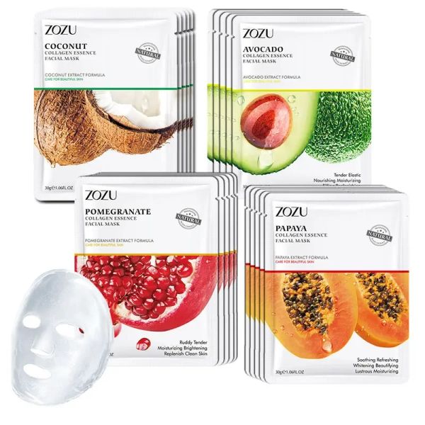 Pó 20 pçs máscaras faciais hidratantes máscara facial cuidados com a pele abacate frutas frescas nutritivo antiacne beleza rosto produtos de cuidados com a pele