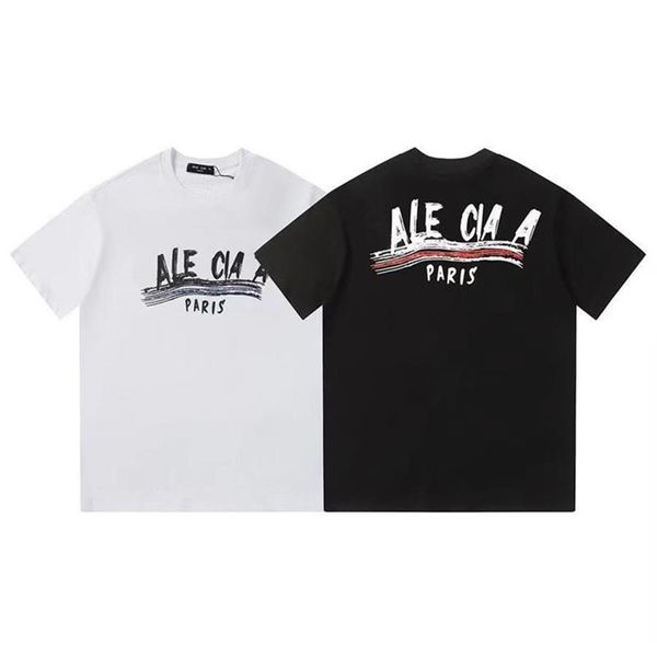 Hochwertiges Kurzarm-T-Shirt für Herren in Standardgröße mit neuer europäischer und amerikanischer Trendmarke Hip-Hop-Buchstabendruck, lässige, lockere Paar-Sommerkleidung