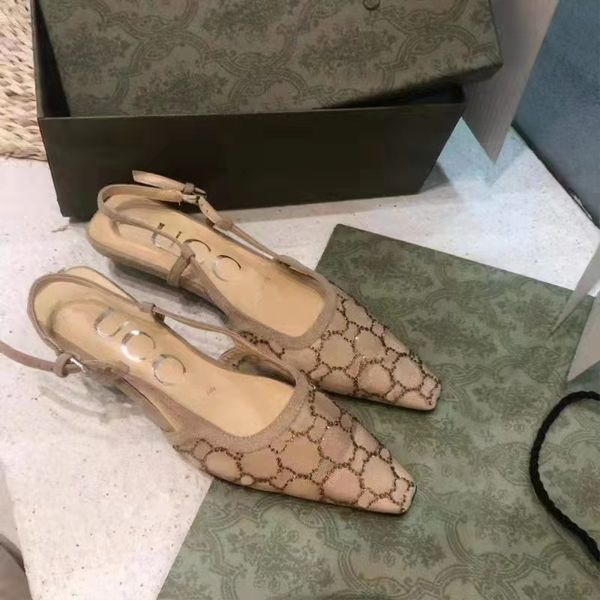 Sandalo primavera estate design francese sensazione di tacco fine dopo scarpe vuote con testa quadrata e scarpe alte con tacco piccolo