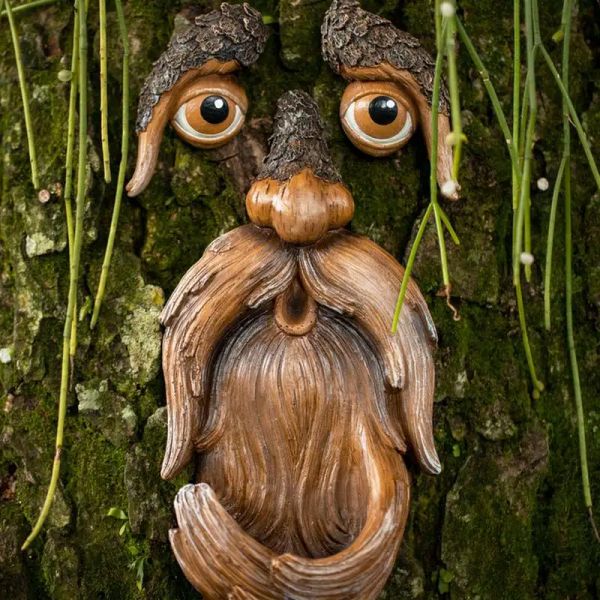 Sculture Facce Di Alberi Decorazioni Per Esterni Divertenti Uniche Grandi Mangiatoie Per Uccelli Dipinte A Mano Per Cortile Giardino Arte Pasqua Artigianato In Resina Per Esterni E Interni