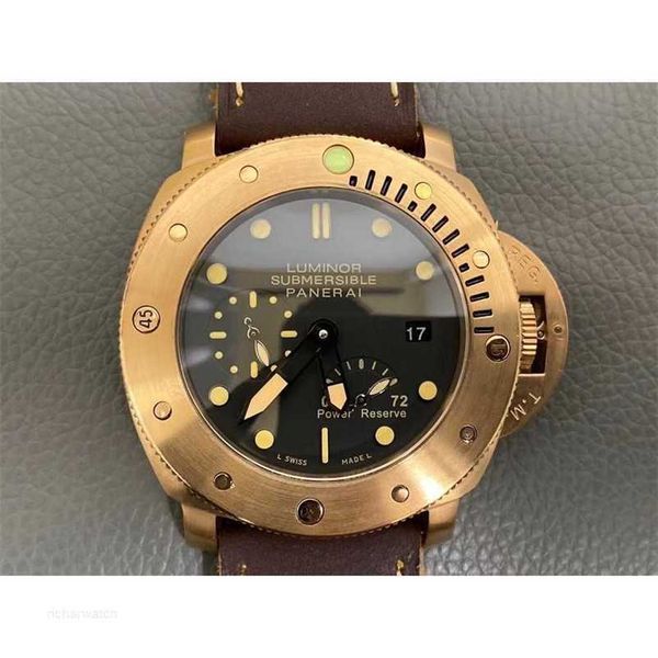 Panerai VS fábrica relógio automático de alta qualidade P.900 relógio automático clone superior para grande vidro revestido curvo pulseira de couro de primeira camada