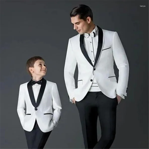 Abiti da uomo Personalizzabili Uomo Per Abito da sposa Nero Bianco Prom Blazer Giacche Pantaloni 2 pezzi Costume Homme Tailor-Made