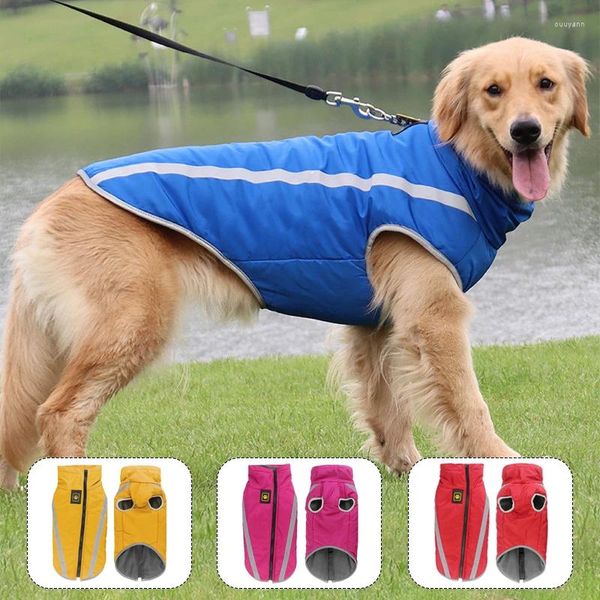 Abbigliamento per cani Giacca imbottita in pile impermeabile per cani Gilet riflettente per animali domestici con cerniera Abbigliamento caldo Piccolo Medio Grande Inverno