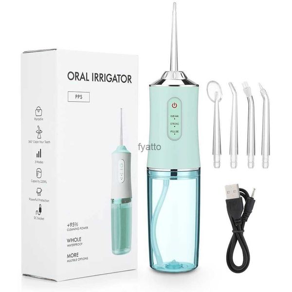 Outros aparelhos portátil irrigador oral jato de água dental carregamento usb ferramenta de jato de água escolher 4 bicos ferramenta de limpeza de dentes h240322