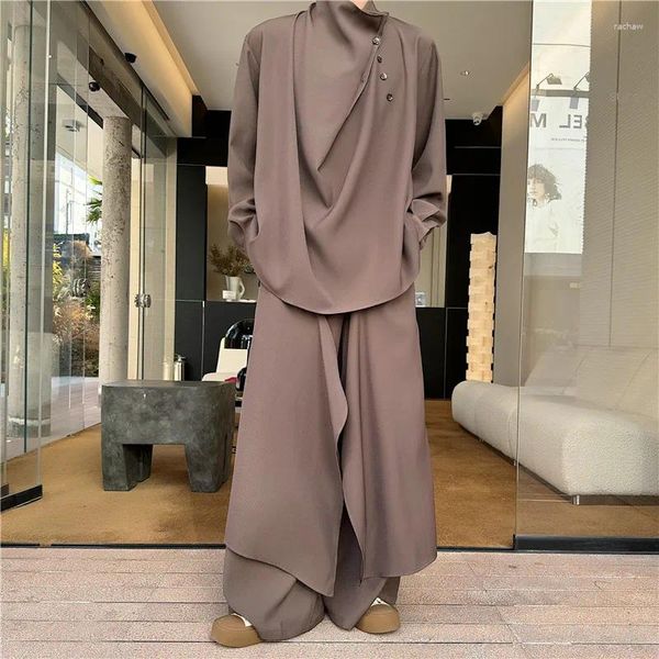 Tracce maschili da uomo Syuhgfa Male Suit Fashion Personalized Design Asimmetric Single Sfrigo trapunte Sleeve Casualmente Sleeve Long Sleeve 2024 Spring
