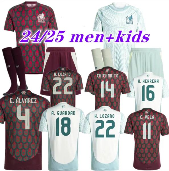 2024 MeXiCO Maglie da calcio CHICHARITO 24/25 Maglia da calcio della squadra nazionale da uomo Kit per bambini Casa lontano Camisetas Copa America Maillot Mexique 1985 Retro GIMENEZ LOZANO