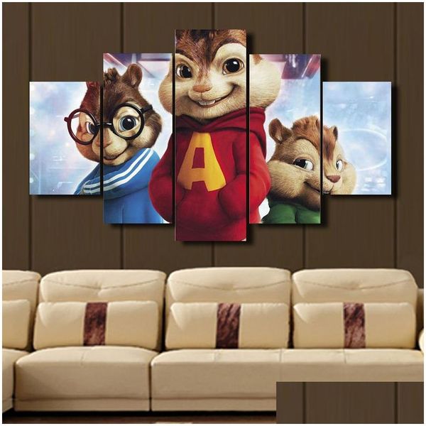 Gemälde 5 Stück Set Ain und die Chipmunks Hd dekorative Kunst Bild Einstellung Malerei auf Leinwand für Wohnzimmer Home Decor Dh020388700 Otrue