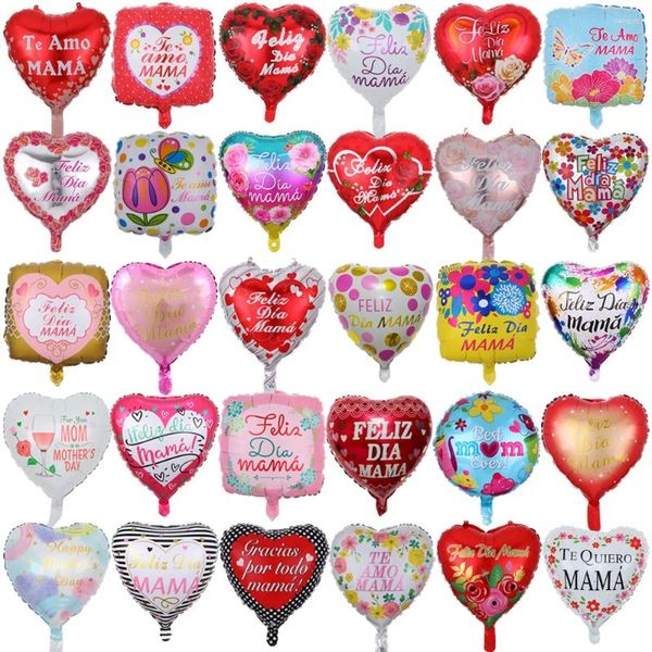 Parti dekorasyonu 10pcs 18inch baskılı İspanyol anne folyo balonlar Anneler Günü kalp şekli helyum aşk globos dekor mama balon hediyeleri s