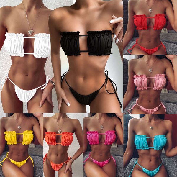 Designer-Badeanzug-Damen-Bikini-Sets 2024 Badeanzug Sexy gefalteter hohler Bikini