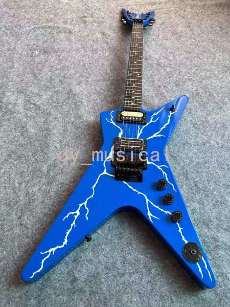 Dawnking Dean Dimebag Darrell E-Gitarre Hochwertige maßgeschneiderte E-Gitarre Spot-Versorgung Blauer Lightning-Korpus