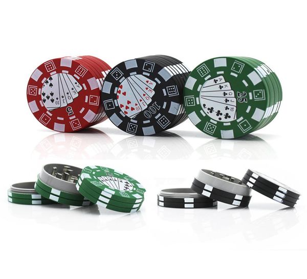 Poker chip style 40 mm 3 parti smerigliatrice per erbe in alluminio frantoio per tabacco accessori per fumatori DHL veloce 1038373