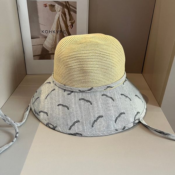Модные соломенные шляпы, роскошные дизайнерские шляпы-ведра для женщин. Шляпы со штампом C. Летние мужские кепки. Пляжная шляпа для отдыха. Панама. Шляпа от солнца. Сплошная цветная джазовая кепка Casquette.