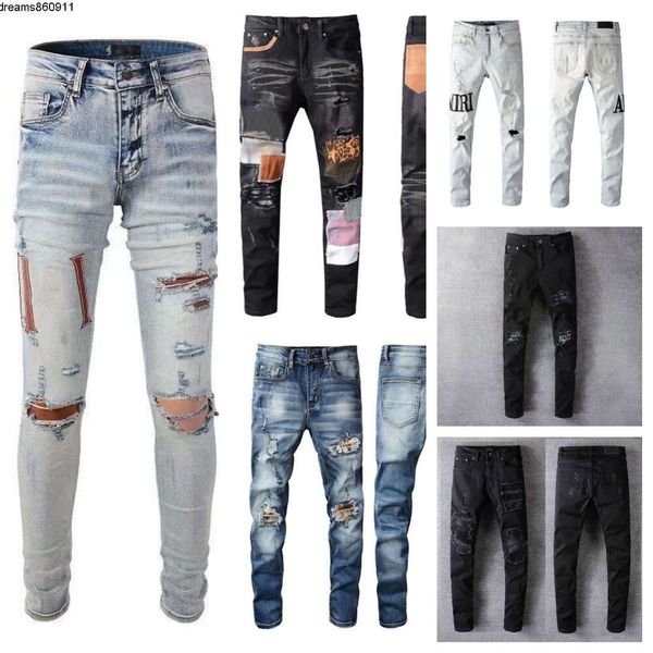 Designer Jeans Ksubi Stacked Uomo Pantaloni da cowboy skinny strappati effetto consumato Pantaloni revival rock Lettera dritta Hip Hop Cool Fashion Style {category}