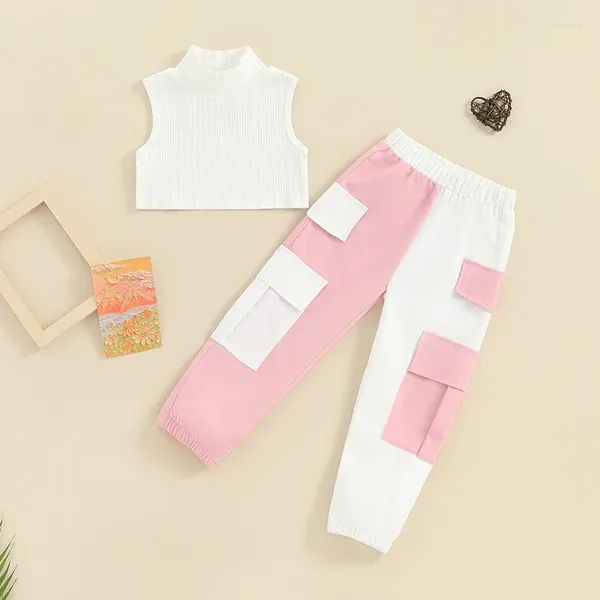 Set di abbigliamento Bambina S Completo in 2 pezzi Canotta corta con collo a lupetto e pantaloni in vita a sacco di carta