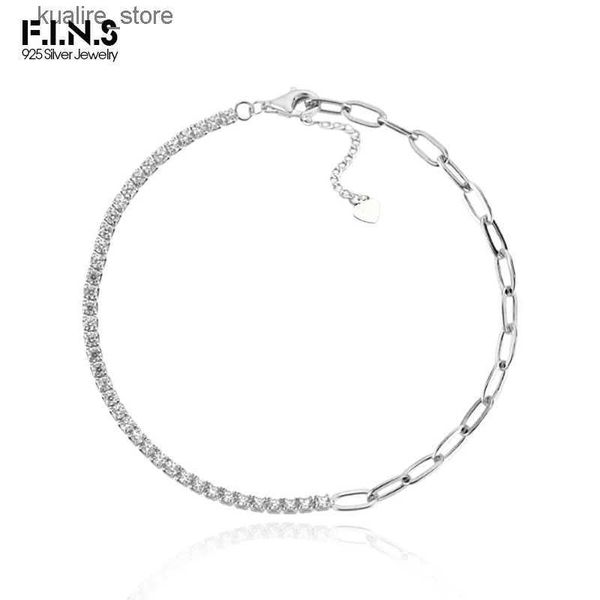 Charm Armbänder F.I.N.S Luxus Kleiner Zirkon S925 Sterling Silber Asymmetrische Kette Charms Einstellbar Hand Feiner Schmuck Zubehör L240322