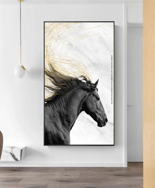 Pintura em tela pôsteres de parede e impressões de cavalo selvagem arte de parede fotos para sala de estar decoração de sala de jantar entrada el home d2801246