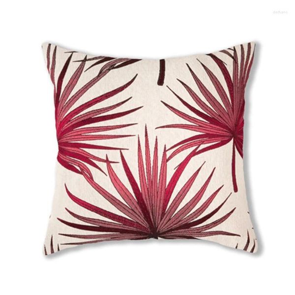 Travesseiro 2024 Natal Red Palms Folhas Lance Fronha Capa Decorativa para Farmhouse Home Decor Sofá Cadeira