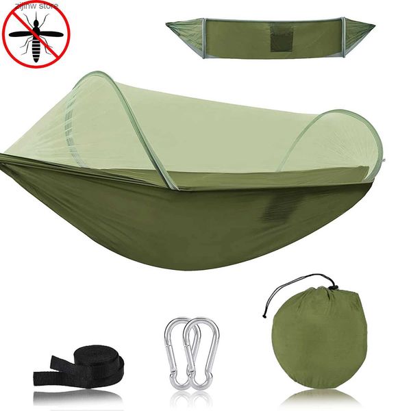 Hammocks Overdoor Garden Mosquito Net com Survival de Camping Sleep Sleep Solping Pingente Pingente Ping-up Abrigo Completo de Camas Y240322