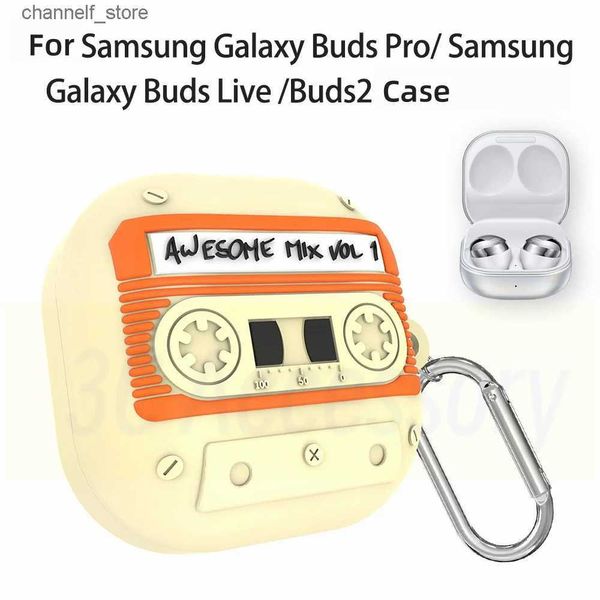 Kopfhörerzubehör 3D-Retro-Kassettenband Neu für Samsung Galaxy Buds FE/Live/pro/2 Cartoon Case Buds FE Bluetooth-Kopfhörer-Schutzhülle Y240322