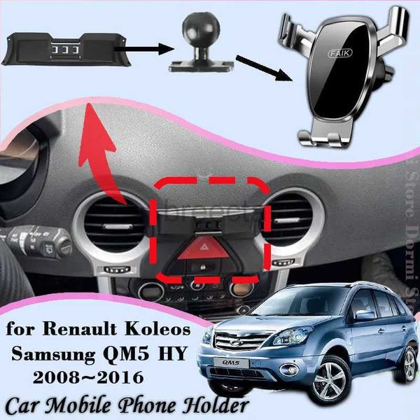 Cep Telefon Montajları Tutucular Araç Mobil Hücre Stand Renault Koleos Samsung QM5 HY 2008 ~ 2016 Hava Havalandırma Telefonu Braket Yerçekimi Montaj Tutucu Aksesuarları 240322