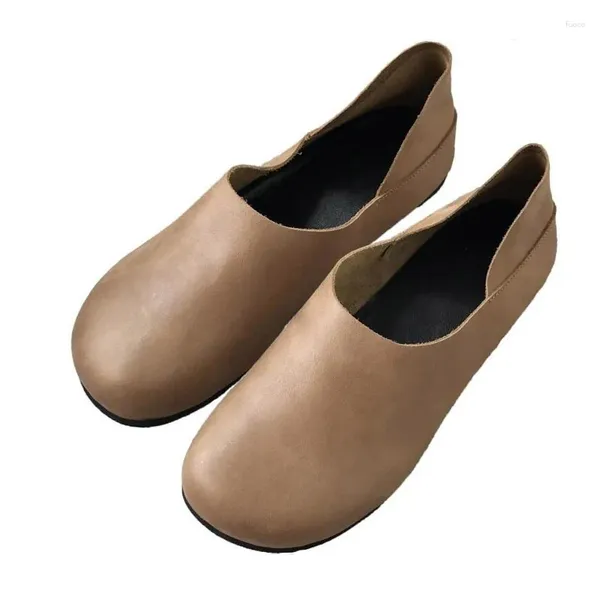 Sapatos casuais mocassins mãe mocassins macio ballet apartamentos primavera outono raso artesanal retro feminino confortável couro genuíno