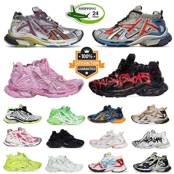 Runners 7.0 Scarpe eleganti da uomo Graffiti Nero Verde Borgogna Pelle Grigio Libero Viola chiaro Giallo neon Bianco Marchio di lusso Donna Uomo Scarpe da ginnastica di grandi dimensioni Scarpe da ginnastica Eur 35-46