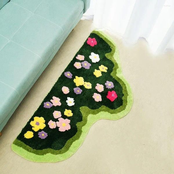 Tapetes tufos plantas flor tapete verde musgo sala de estar área tapete tapete quarto decoração macia reunindo corredor capacho carpa r1k6