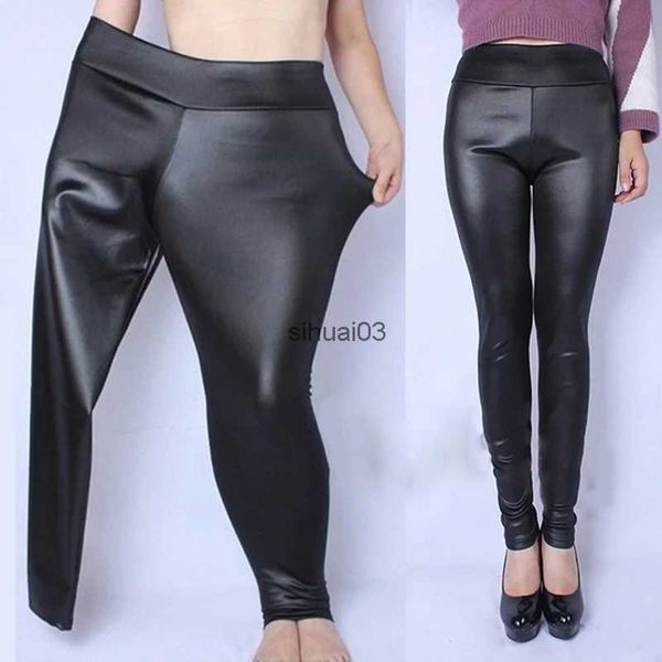 Kadın Pantolon Capris Yapay Deri Pu Pantolon Artı Boyut XL-5XL Kadın Pantolonları İçin Yüksek Bel Pantolon Pantolonlar Günlük Seksi Sıkı Elastik Kalem Pantsl2403