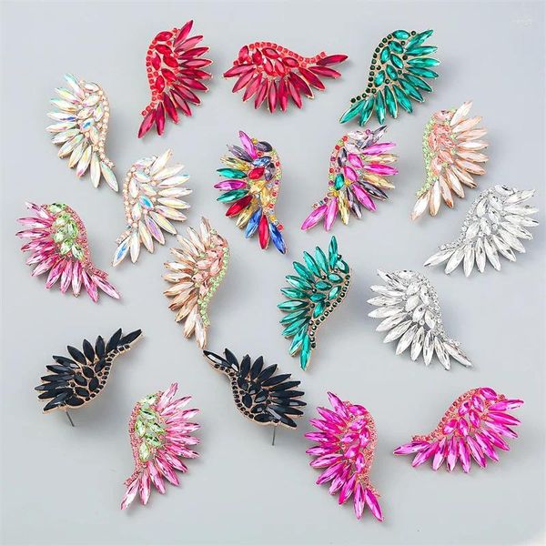 Dangle Brincos Moda Asa Forma Clipe de Orelha Clássico Completo Cryatal Stud Coreano Pendientes Borboleta